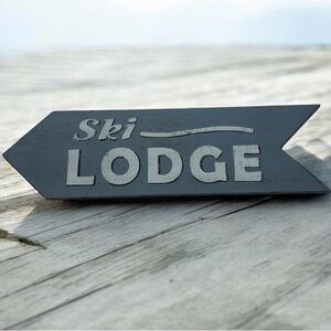 Adventure Marketing wooden Blue Ski Lodge Wall Decor Sign “ski Lodge” Rustic